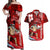 Personalised Hawaii Christmas Couples Matching Off Shoulder Maxi Dress and Hawaiian Shirt Mele Kalikimaka Surfing Santa Claus LT14 Red - Polynesian Pride