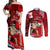 Personalised Hawaii Christmas Couples Matching Off Shoulder Maxi Dress and Long Sleeve Button Shirts Mele Kalikimaka Surfing Santa Claus LT14 Red - Polynesian Pride
