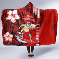 Personalised Hawaii Christmas Hooded Blanket Mele Kalikimaka Surfing Santa Claus LT14 - Polynesian Pride