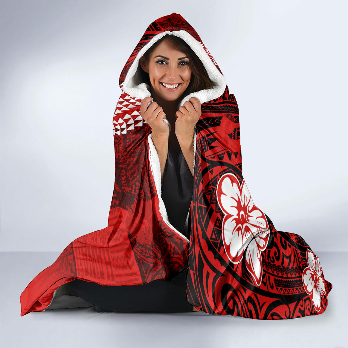 Personalised Hawaii Christmas Hooded Blanket Mele Kalikimaka Surfing Santa Claus LT14 - Polynesian Pride