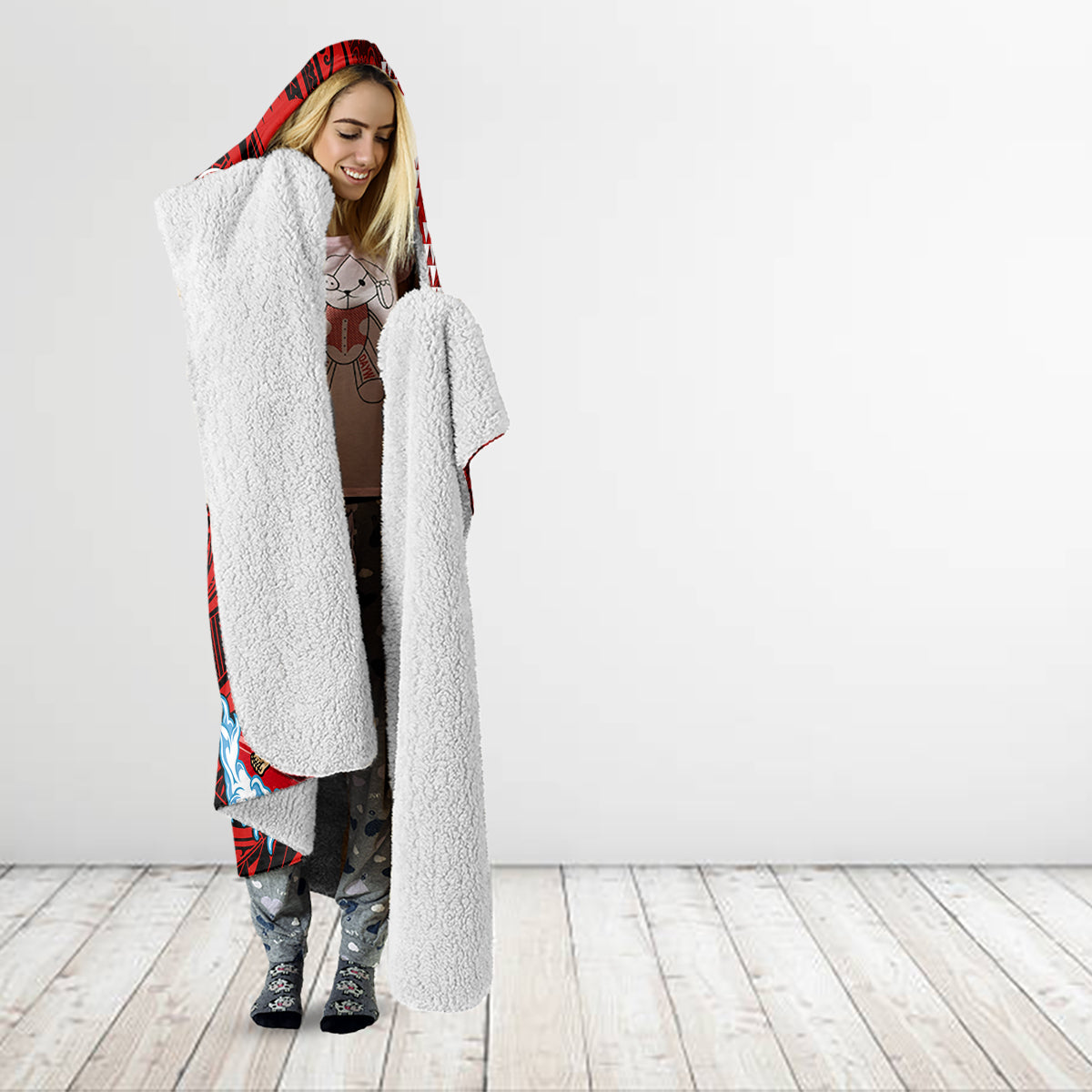 Personalised Hawaii Christmas Hooded Blanket Mele Kalikimaka Surfing Santa Claus LT14 - Polynesian Pride