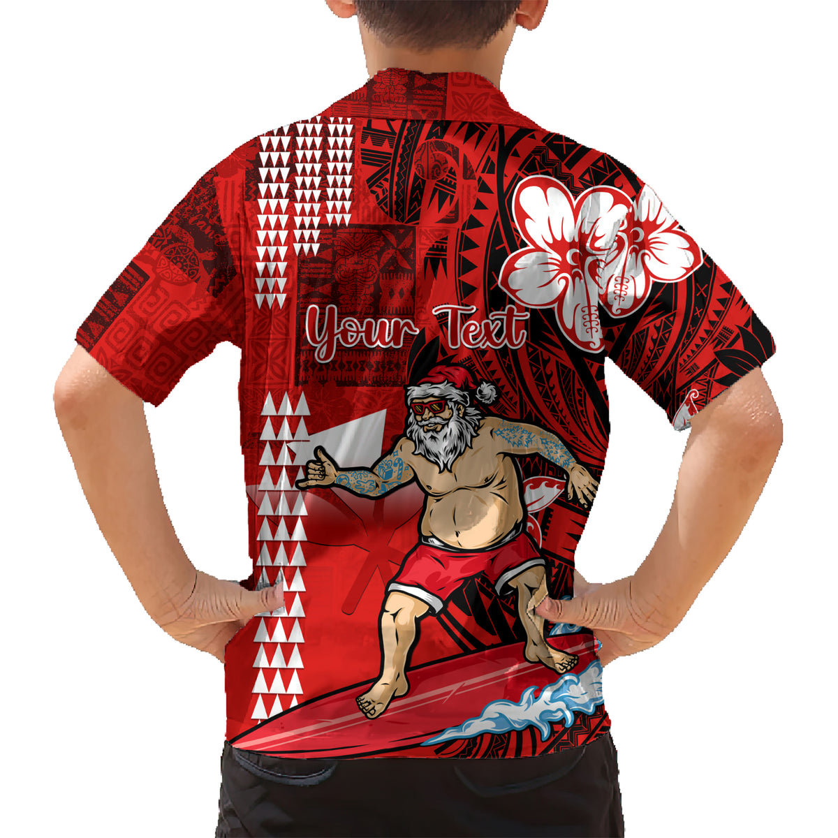 Personalised Hawaii Christmas Kid Hawaiian Shirt Mele Kalikimaka Surfing Santa Claus LT14 - Polynesian Pride