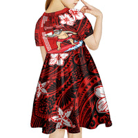 Personalised Hawaii Christmas Kid Short Sleeve Dress Mele Kalikimaka Surfing Santa Claus LT14 - Polynesian Pride