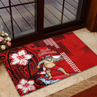 Personalised Hawaii Christmas Rubber Doormat Mele Kalikimaka Surfing Santa Claus LT14 - Polynesian Pride