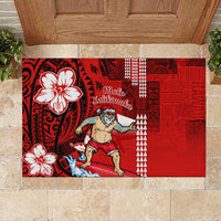 Personalised Hawaii Christmas Rubber Doormat Mele Kalikimaka Surfing Santa Claus LT14 - Polynesian Pride