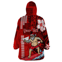 Personalised Hawaii Christmas Wearable Blanket Hoodie Mele Kalikimaka Surfing Santa Claus LT14 - Polynesian Pride