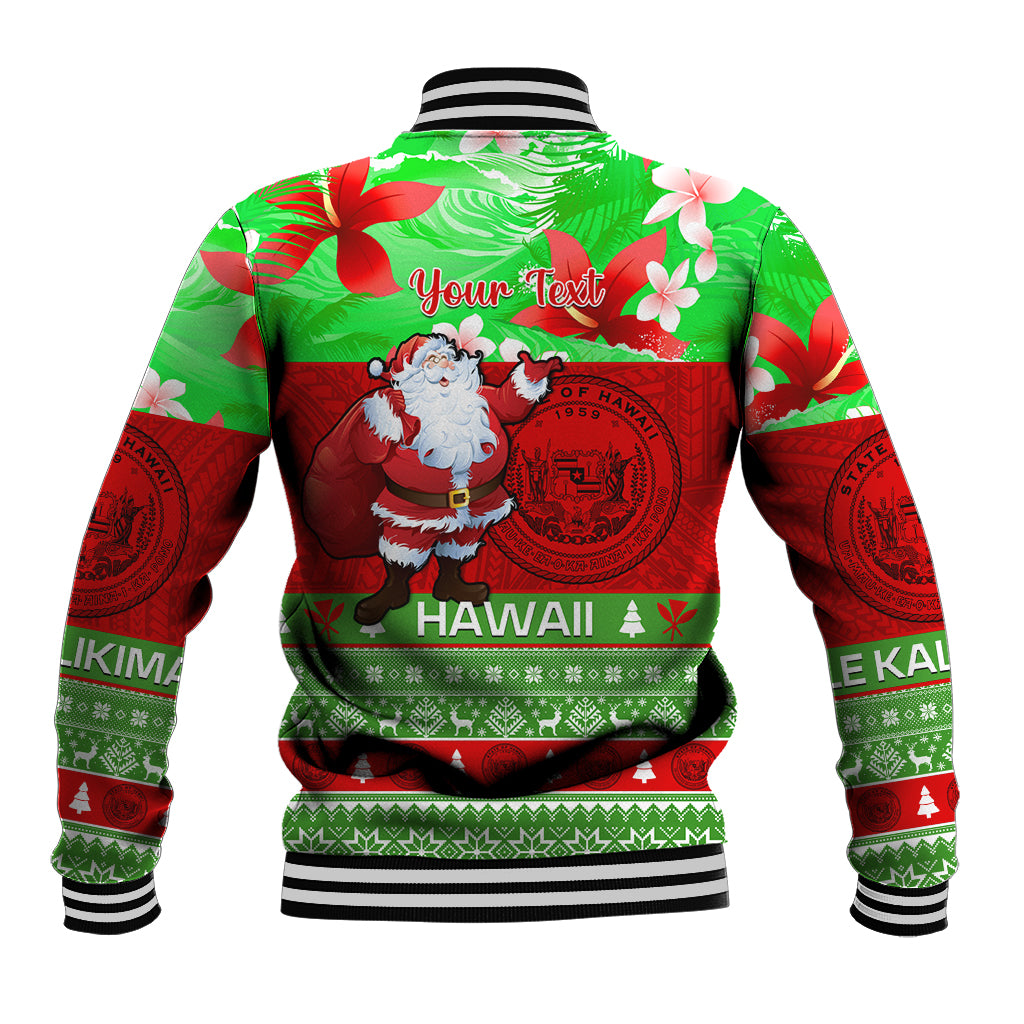 Personalised Hawaii Christmas Baseball Jacket Mele Kalikimaka Hawaiian Santa Tropical Vibes LT14 - Polynesian Pride