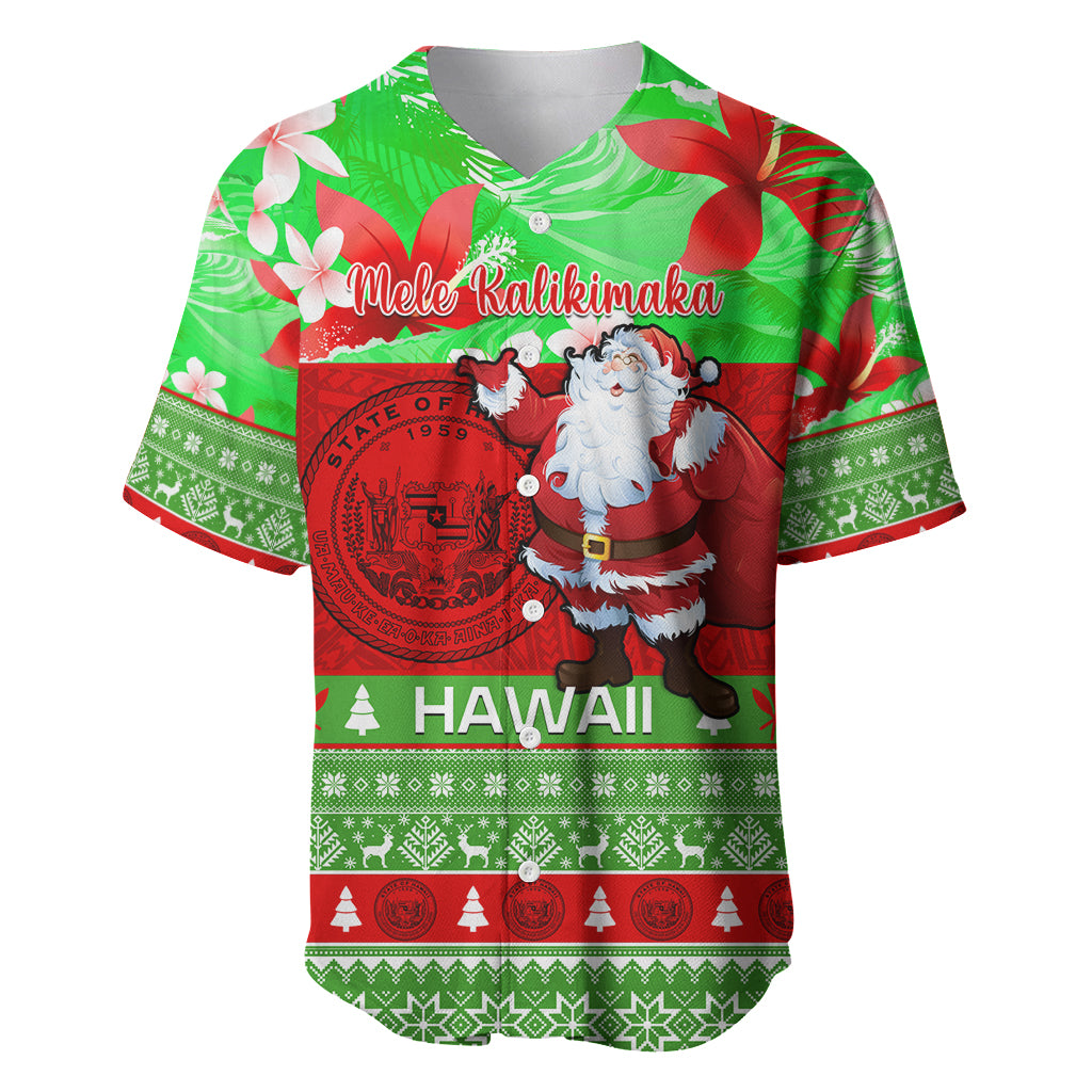 Personalised Hawaii Christmas Baseball Jersey Mele Kalikimaka Hawaiian Santa Tropical Vibes LT14 Red - Polynesian Pride