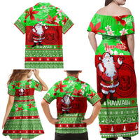 Personalised Hawaii Christmas Family Matching Off Shoulder Maxi Dress and Hawaiian Shirt Mele Kalikimaka Hawaiian Santa Tropical Vibes LT14 - Polynesian Pride