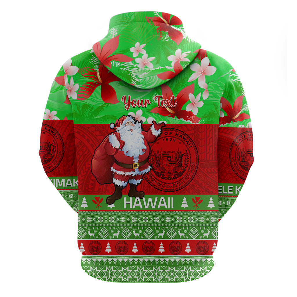Personalised Hawaii Christmas Hoodie Mele Kalikimaka Hawaiian Santa Tropical Vibes LT14 - Polynesian Pride