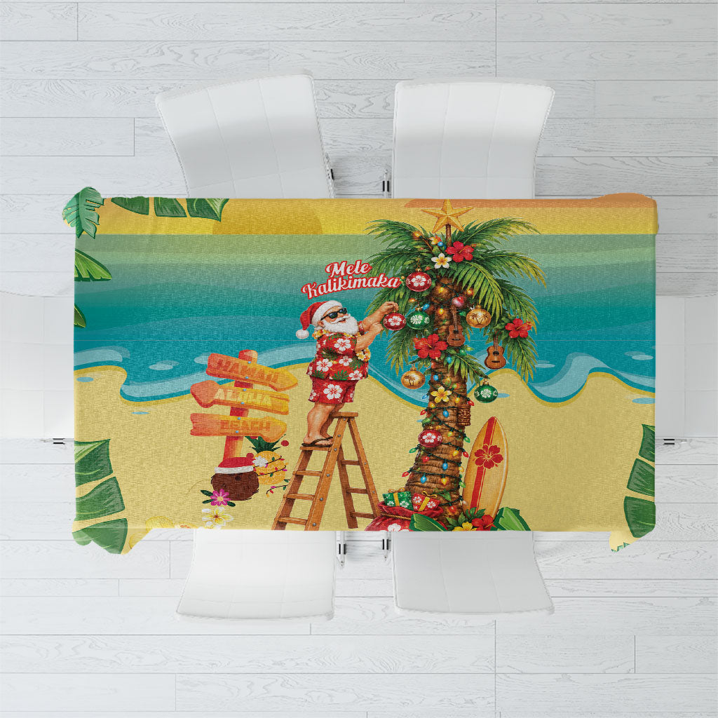 Hawaii Christmas Mele Kalikimaka Tablecloth Santa Decorating Xmas Palm Tree Tropical Vibes LT14 Multicolor - Polynesian Pride