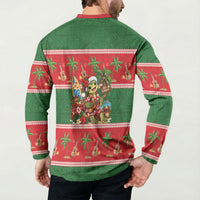 Hawaii Christmas Mele Kalikimaka Button Sweatshirt Aloha Turtle Santa With Ukulele LT14 - Polynesian Pride