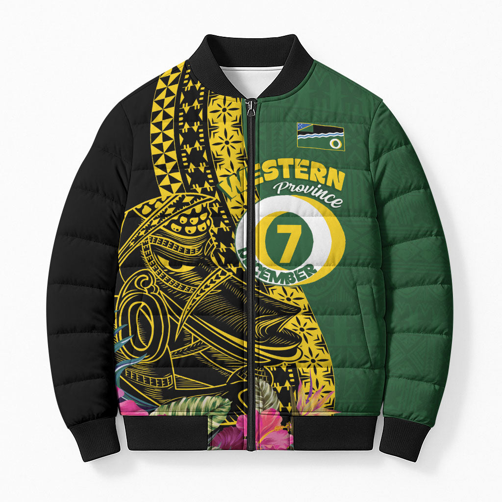 Personalised Western Province Day Bomber Puffer Jacket Wes Provins Nguzunguzu Symbol LT14 Unisex Green - Polynesian Pride