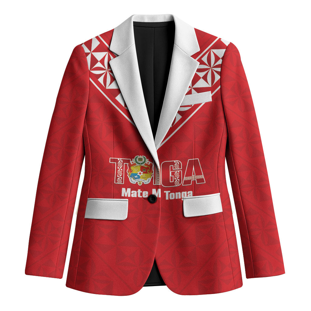 Mate Maa Tonga Rugby Custom Blazer 2026 Tongan Ngatu Pattern Red LT14 Unisex Red - Polynesian Pride