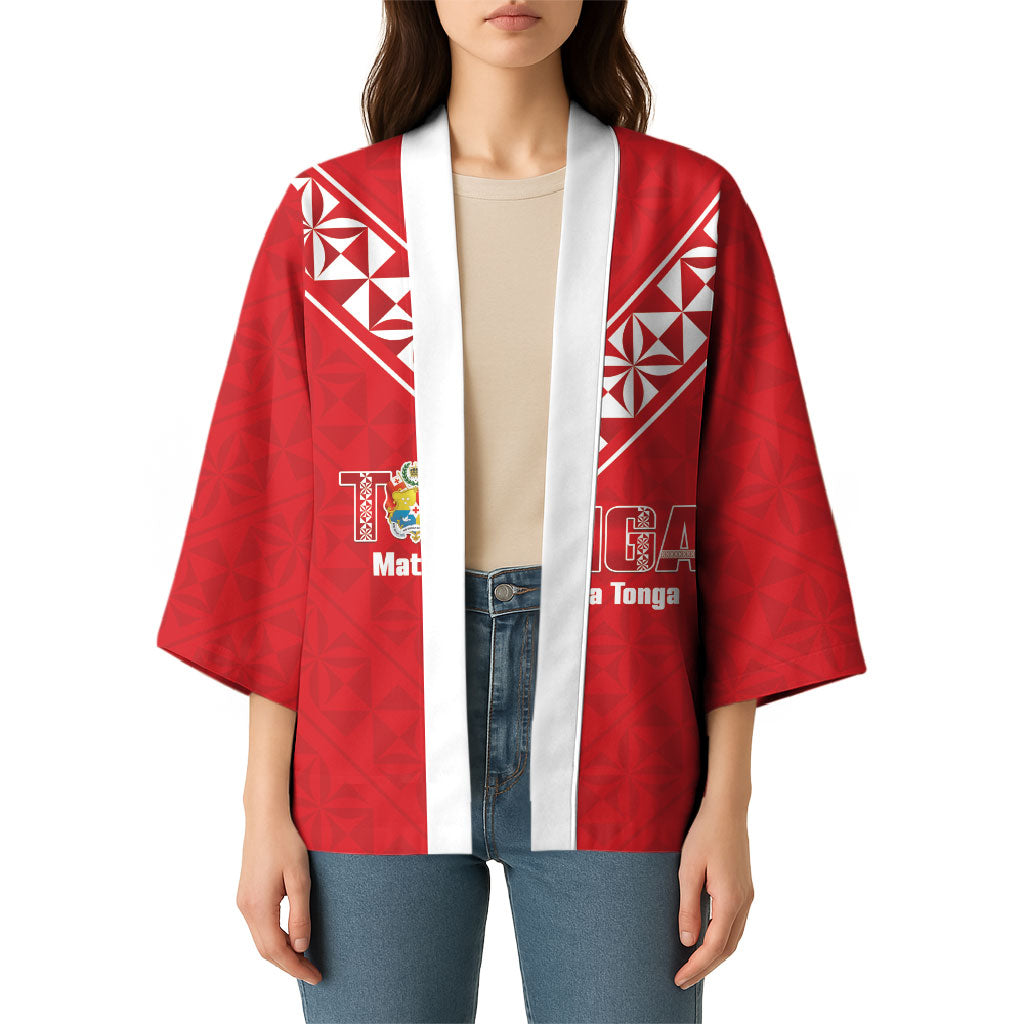 Mate Maa Tonga Rugby Custom Kimono 2026 Tongan Ngatu Pattern Red LT14 - Polynesian Pride