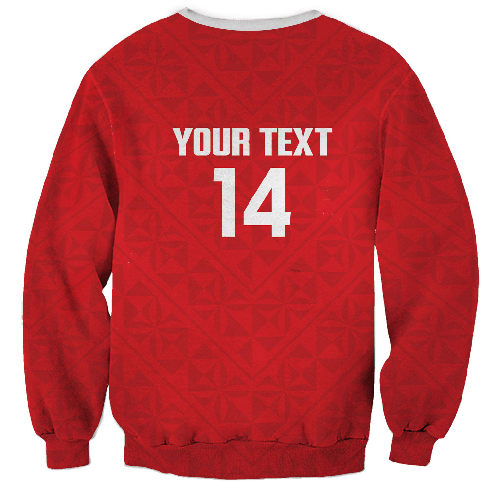 Mate Maa Tonga Rugby Custom Sweatshirt 2026 Tongan Ngatu Pattern Red LT14 - Polynesian Pride