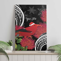 Personalized Mele Kalikimaka Hawaii Canvas Wall Art I'iwi Bird With Ohia Lehua - Black Color LT14 - Polynesian Pride