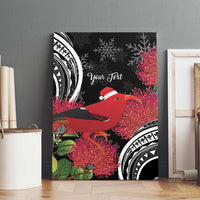Personalized Mele Kalikimaka Hawaii Canvas Wall Art I'iwi Bird With Ohia Lehua - Black Color LT14 - Polynesian Pride