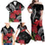 Personalized Mele Kalikimaka Hawaii Family Matching Off Shoulder Maxi Dress and Hawaiian Shirt I'iwi Bird With Ohia Lehua - Black Color