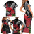 Personalized Mele Kalikimaka Hawaii Family Matching Short Sleeve Bodycon Dress and Hawaiian Shirt I'iwi Bird With Ohia Lehua - Black Color