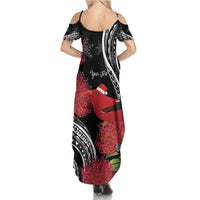 Personalized Mele Kalikimaka Hawaii Family Matching Summer Maxi Dress and Hawaiian Shirt I'iwi Bird With Ohia Lehua - Black Color