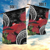 Personalized Mele Kalikimaka Hawaii Garden Flag I'iwi Bird With Ohia Lehua - Black Color LT14 - Polynesian Pride
