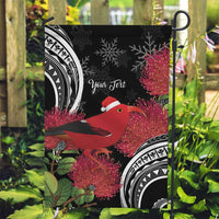 Personalized Mele Kalikimaka Hawaii Garden Flag I'iwi Bird With Ohia Lehua - Black Color LT14 Garden Flag Black - Polynesian Pride