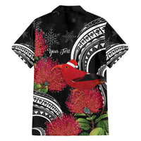 Personalized Mele Kalikimaka Hawaii Hawaiian Shirt I'iwi Bird With Ohia Lehua - Black Color LT14 - Polynesian Pride