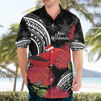 Personalized Mele Kalikimaka Hawaii Hawaiian Shirt I'iwi Bird With Ohia Lehua - Black Color LT14 - Polynesian Pride