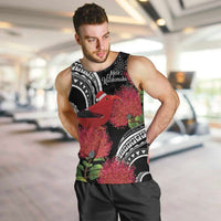 Personalized Mele Kalikimaka Hawaii Men Tank Top I'iwi Bird With Ohia Lehua - Black Color LT14 Black - Polynesian Pride