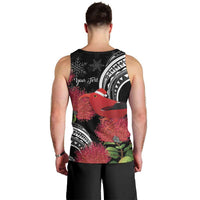 Personalized Mele Kalikimaka Hawaii Men Tank Top I'iwi Bird With Ohia Lehua - Black Color LT14 - Polynesian Pride