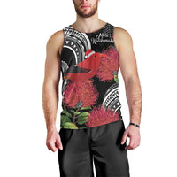 Personalized Mele Kalikimaka Hawaii Men Tank Top I'iwi Bird With Ohia Lehua - Black Color LT14 - Polynesian Pride