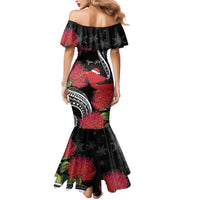 Personalized Mele Kalikimaka Hawaii Mermaid Dress I'iwi Bird With Ohia Lehua - Black Color