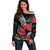 Personalized Mele Kalikimaka Hawaii Off Shoulder Sweater I'iwi Bird With Ohia Lehua - Black Color