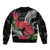 Personalized Mele Kalikimaka Hawaii Sleeve Zip Bomber Jacket I'iwi Bird With Ohia Lehua - Black Color