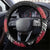 Mele Kalikimaka Hawaii Steering Wheel Cover I'iwi Bird With Ohia Lehua - Black Color