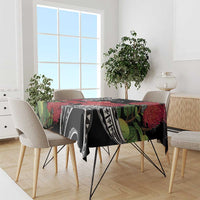 Personalized Mele Kalikimaka Hawaii Tablecloth I'iwi Bird With Ohia Lehua - Black Color LT14 - Polynesian Pride