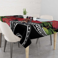 Personalized Mele Kalikimaka Hawaii Tablecloth I'iwi Bird With Ohia Lehua - Black Color LT14 - Polynesian Pride