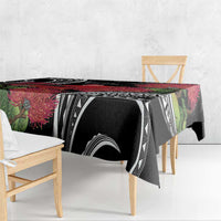 Personalized Mele Kalikimaka Hawaii Tablecloth I'iwi Bird With Ohia Lehua - Black Color LT14 - Polynesian Pride