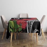 Personalized Mele Kalikimaka Hawaii Tablecloth I'iwi Bird With Ohia Lehua - Black Color LT14 - Polynesian Pride