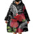 Personalized Mele Kalikimaka Hawaii Wearable Blanket Hoodie I'iwi Bird With Ohia Lehua - Black Color