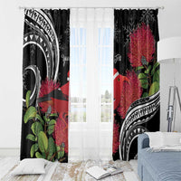 Personalized Mele Kalikimaka Hawaii Window Curtain I'iwi Bird With Ohia Lehua - Black Color LT14 - Polynesian Pride