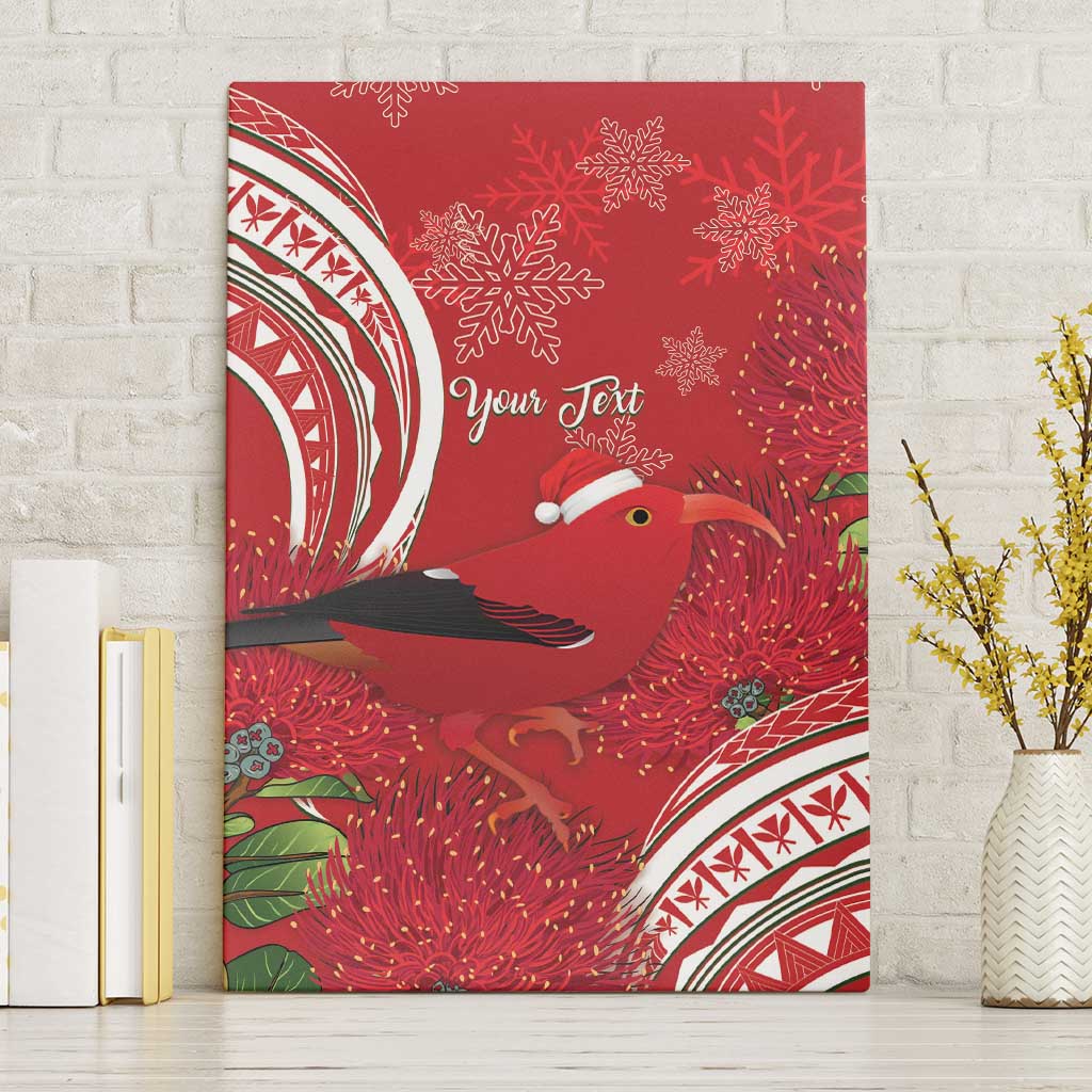 Personalized Mele Kalikimaka Hawaii Canvas Wall Art I'iwi Bird With Ohia Lehua - Red Color LT14 Without Frame Red - Polynesian Pride