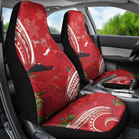 Personalized Mele Kalikimaka Hawaii Car Seat Cover I'iwi Bird With Ohia Lehua - Red Color