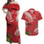 Personalized Mele Kalikimaka Hawaii Couples Matching Off Shoulder Maxi Dress and Hawaiian Shirt I'iwi Bird With Ohia Lehua - Red Color