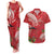 Personalized Mele Kalikimaka Hawaii Couples Matching Tank Maxi Dress and Hawaiian Shirt I'iwi Bird With Ohia Lehua - Red Color