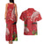 Personalized Mele Kalikimaka Hawaii Couples Matching Tank Maxi Dress and Hawaiian Shirt I'iwi Bird With Ohia Lehua - Red Color