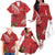 Personalized Mele Kalikimaka Hawaii Family Matching Off The Shoulder Long Sleeve Dress and Hawaiian Shirt I'iwi Bird With Ohia Lehua - Red Color