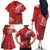 Personalized Mele Kalikimaka Hawaii Family Matching Off The Shoulder Long Sleeve Dress and Hawaiian Shirt I'iwi Bird With Ohia Lehua - Red Color