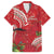 Personalized Mele Kalikimaka Hawaii Family Matching Off The Shoulder Long Sleeve Dress and Hawaiian Shirt I'iwi Bird With Ohia Lehua - Red Color